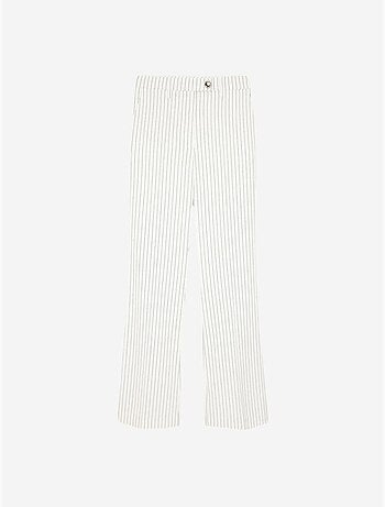 DILVIN Pantalon Femme Large À Rayures, Taille Mi-haute