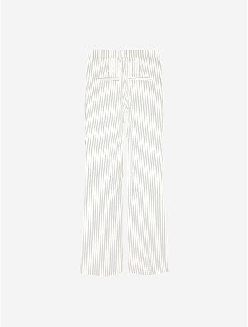 DILVIN Pantalon Femme Large À Rayures, Taille Mi-haute