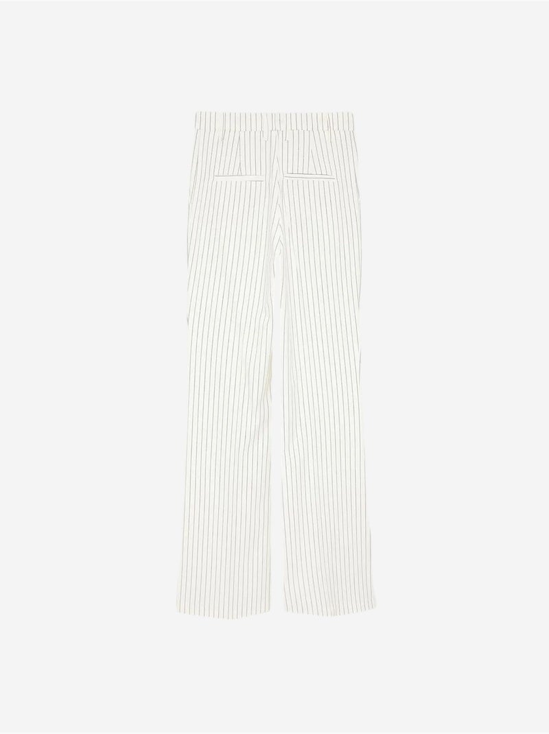 DILVIN Pantalon Femme Large À Rayures, Taille Mi-haute Blanc cassé - Kiabi