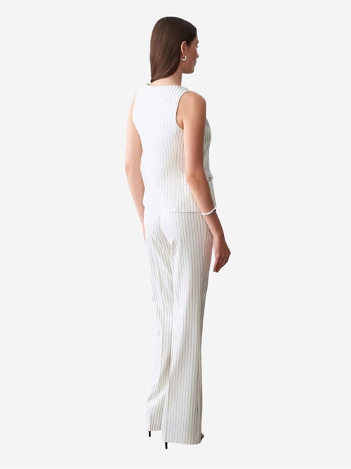 DILVIN Pantalon Femme Large À Rayures, Taille Mi-haute - Kiabi