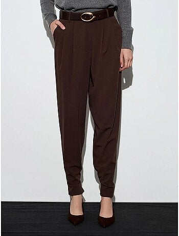 DILVIN Pantalon Femme Large À Taille Haute En Crêpe