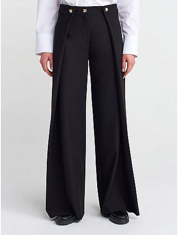 DILVIN Pantalon Femme Large À Taille Haute En Crêpe