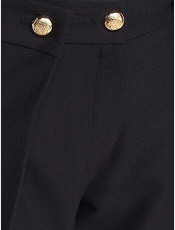 DILVIN Pantalon Femme Large À Taille Haute En Crêpe