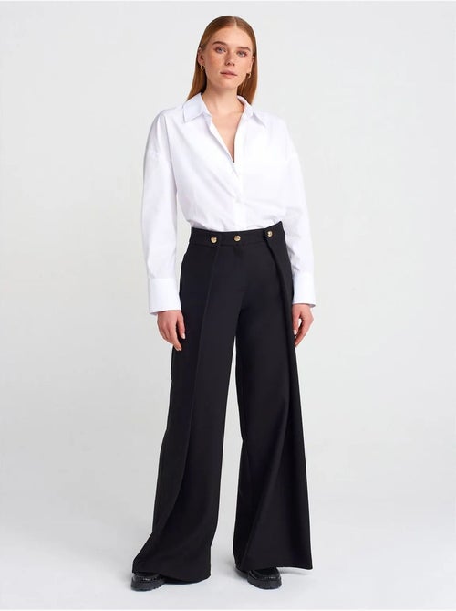 DILVIN Pantalon Femme Large À Taille Haute En Crêpe - Kiabi