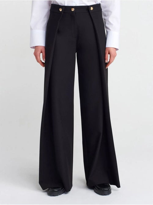 DILVIN Pantalon Femme Large À Taille Haute En Crêpe - Kiabi