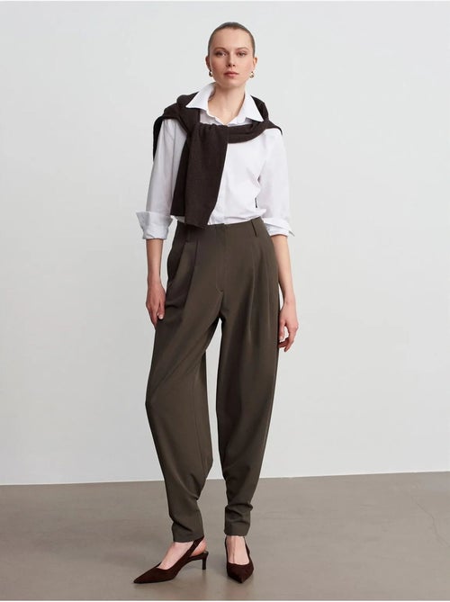 DILVIN Pantalon Femme Large À Taille Haute En Crêpe - Kiabi
