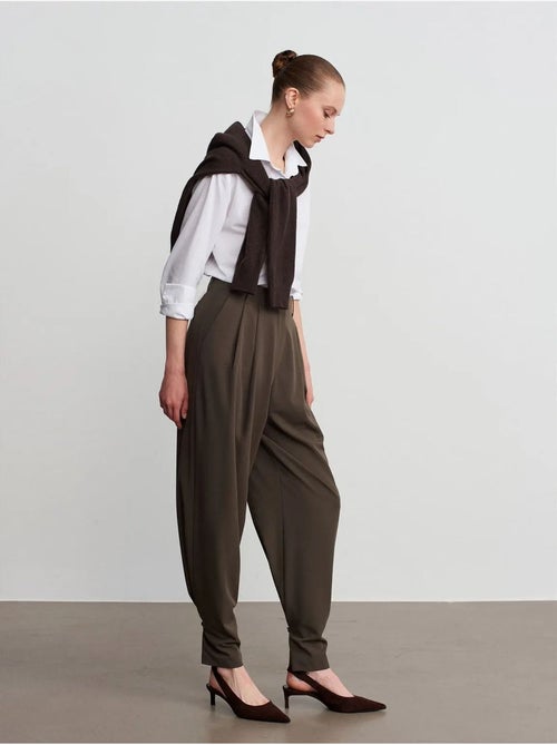 DILVIN Pantalon Femme Large À Taille Haute En Crêpe - Kiabi