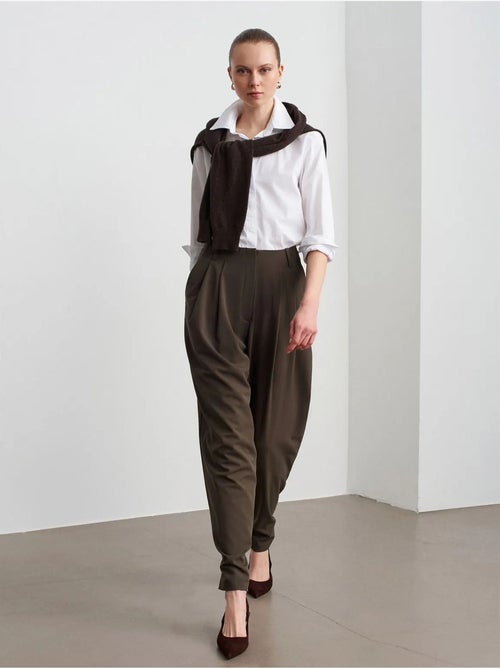 DILVIN Pantalon Femme Large À Taille Haute En Crêpe - Kiabi