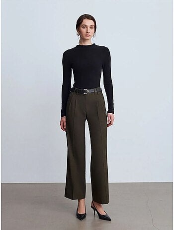 DILVIN Pantalon Femme Large En Crêpe À Plis