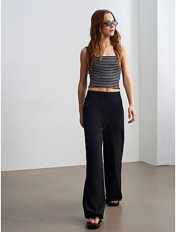 DILVIN Pantalon Femme Large En Crêpe