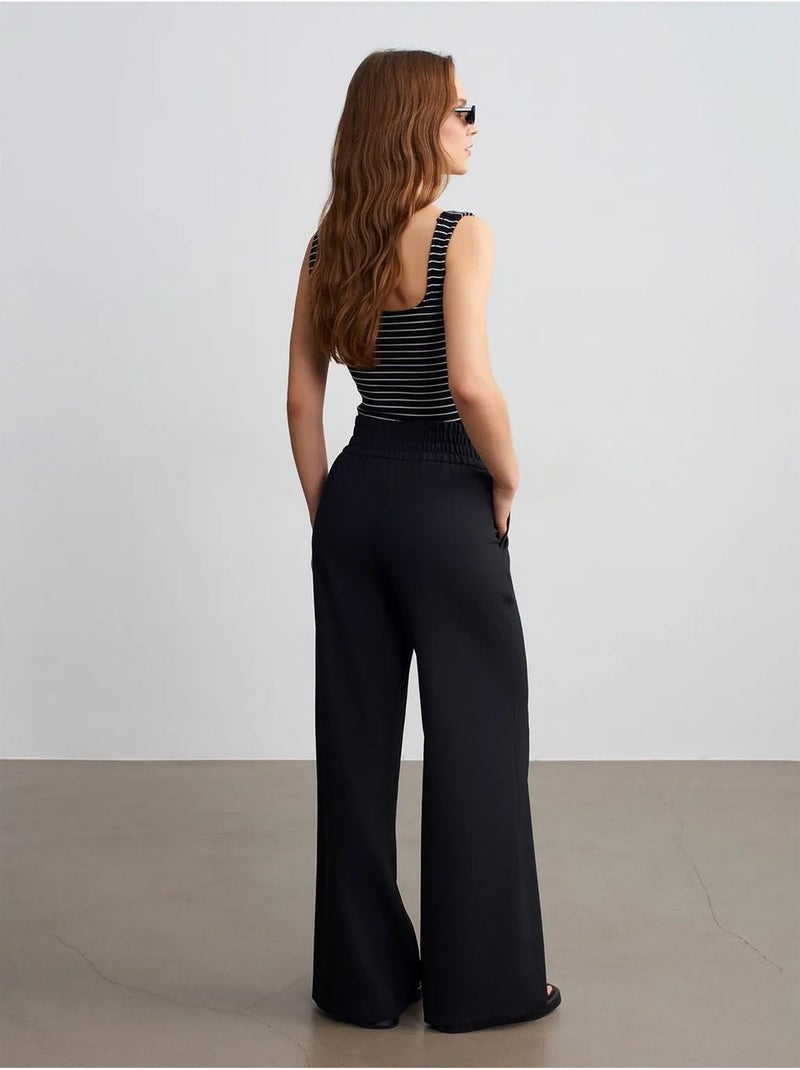 DILVIN Pantalon Femme Large En Crêpe Noir - Kiabi