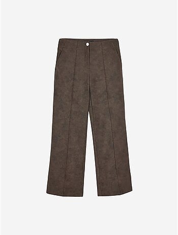 DILVIN Pantalon Femme Large En Simili Cuir À Taille Haute