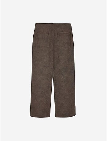 DILVIN Pantalon Femme Large En Simili Cuir À Taille Haute