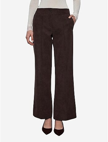 DILVIN Pantalon Femme Large En Simili Cuir À Taille Haute