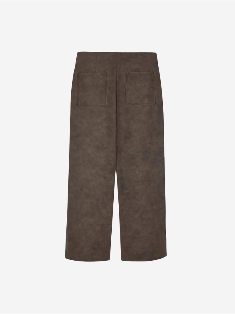 DILVIN Pantalon Femme Large En Simili Cuir À Taille Haute Marron foncé - Kiabi