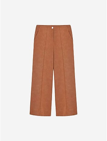 DILVIN Pantalon Femme Large En Simili Cuir À Taille Haute