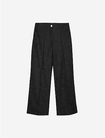 DILVIN Pantalon Femme Large En Simili Cuir À Taille Haute