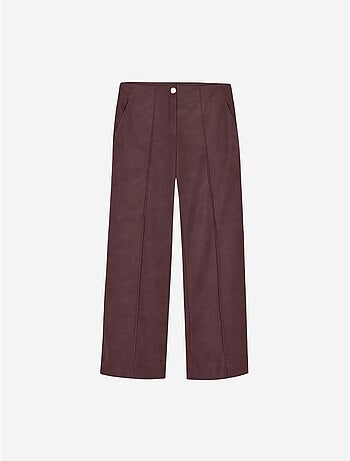 DILVIN Pantalon Femme Large En Simili Cuir À Taille Haute