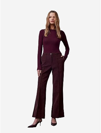 DILVIN Pantalon Femme Large En Simili Cuir À Taille Haute