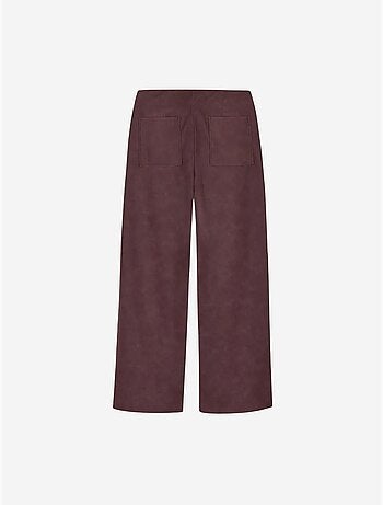 DILVIN Pantalon Femme Large En Simili Cuir À Taille Haute