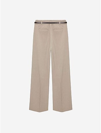 DILVIN Pantalon Femme Palazzo En Crêpe Avec Ceinture