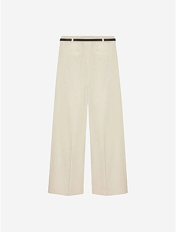 DILVIN Pantalon Femme Palazzo En Crêpe Avec Ceinture