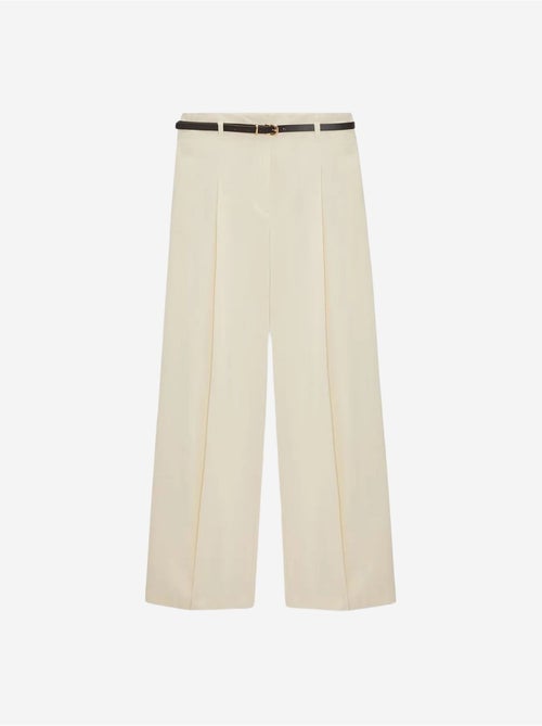 DILVIN Pantalon Femme Palazzo En Crêpe Avec Ceinture - Kiabi