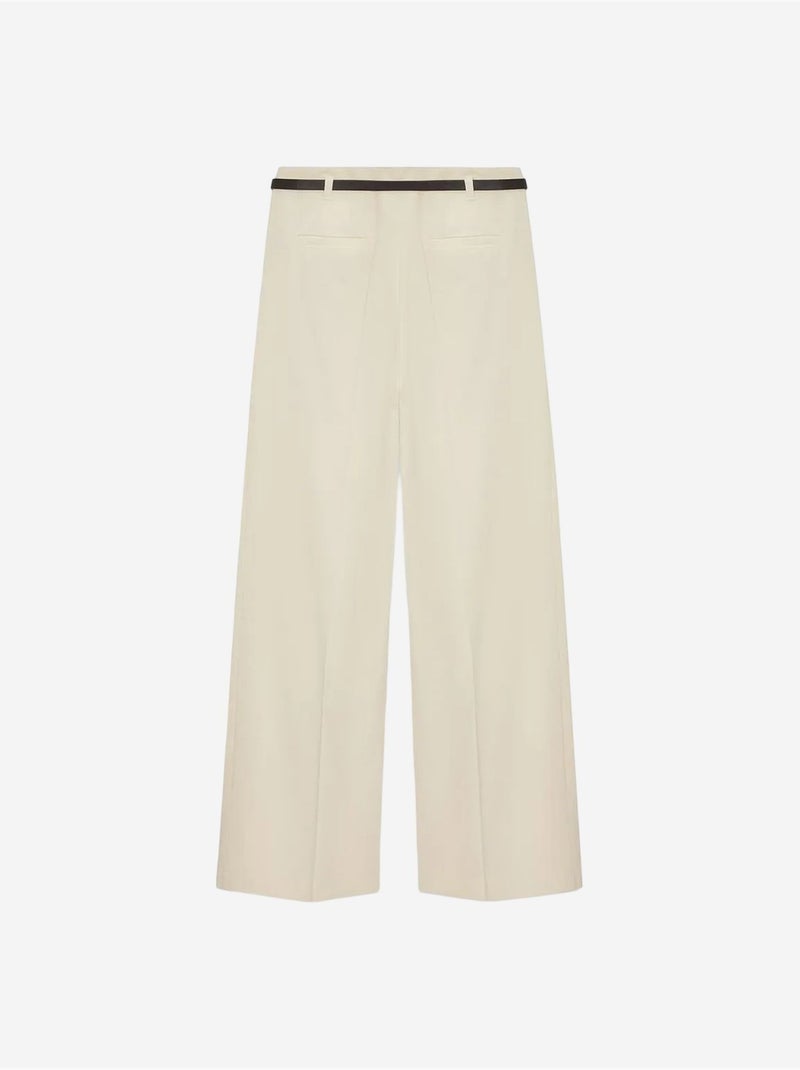 DILVIN Pantalon Femme Palazzo En Crêpe Avec Ceinture Crème - Kiabi