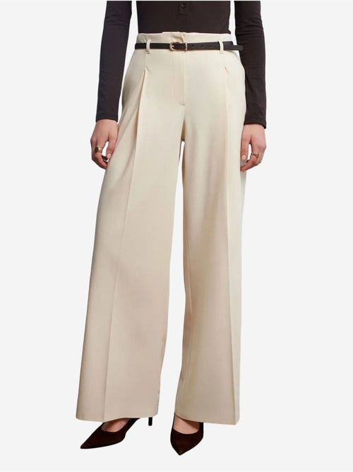 DILVIN Pantalon Femme Palazzo En Crêpe Avec Ceinture - Kiabi