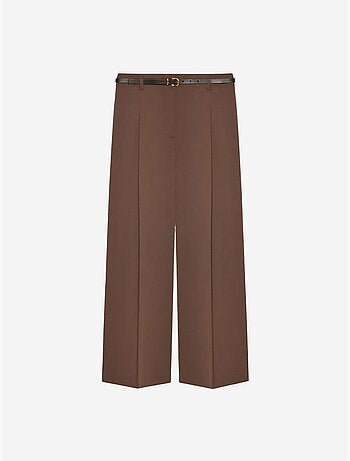 DILVIN Pantalon Femme Palazzo En Crêpe Avec Ceinture