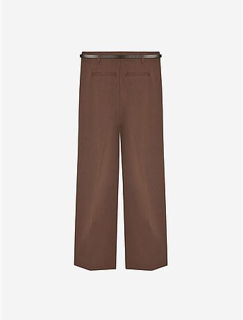 DILVIN Pantalon Femme Palazzo En Crêpe Avec Ceinture