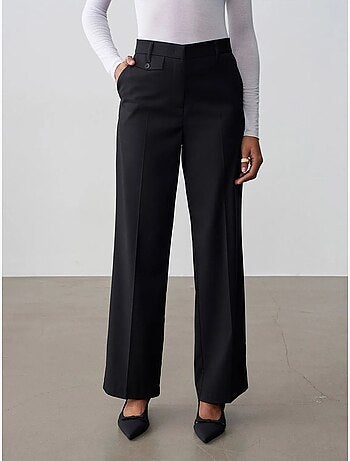 Dilvin pantalon femme taille haute à jambe droite en crêpe