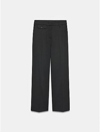 Dilvin pantalon femme taille haute à jambe droite en crêpe