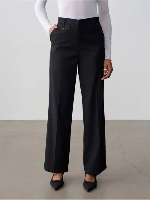 DILVIN Pantalon Femme Taille Haute À Jambe Droite En Crêpe - Kiabi