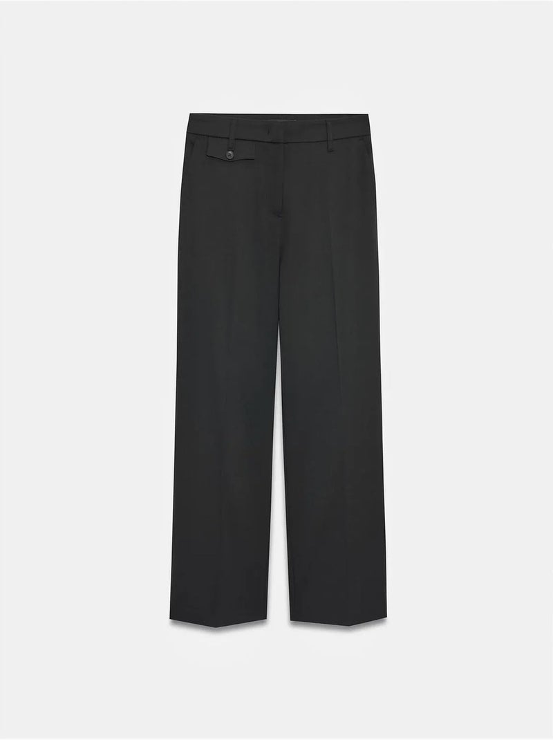 DILVIN Pantalon Femme Taille Haute À Jambe Droite En Crêpe Noir - Kiabi