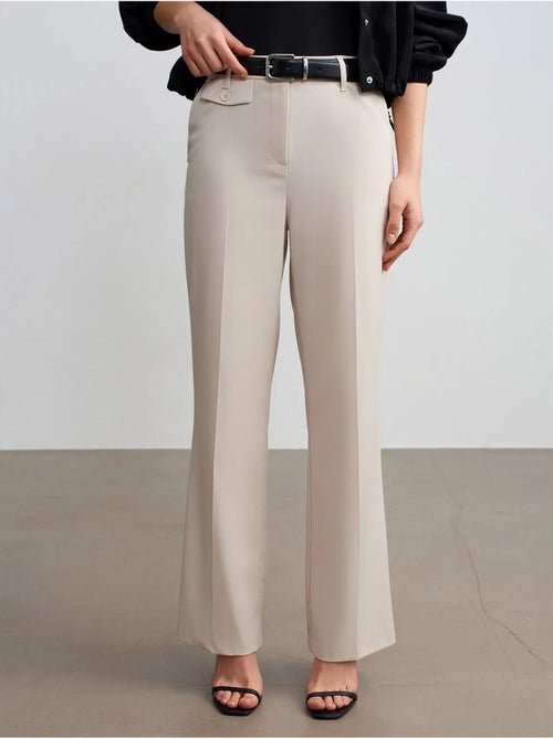 DILVIN Pantalon Femme Taille Haute À Jambe Droite En Crêpe - Kiabi DILVIN Pantalon Femme Taille Haute À Jambe Droite En Crêpe - Kiabi