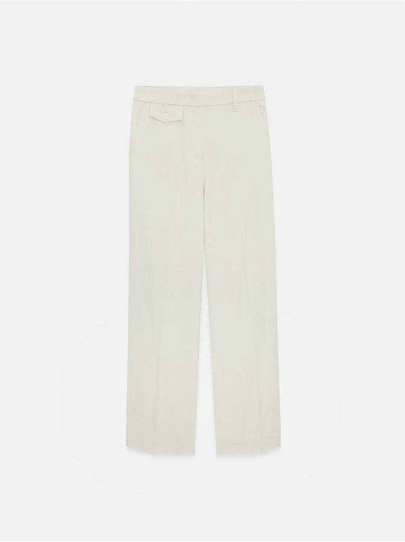 DILVIN Pantalon Femme Taille Haute À Jambe Droite En Crêpe Sable - Kiabi