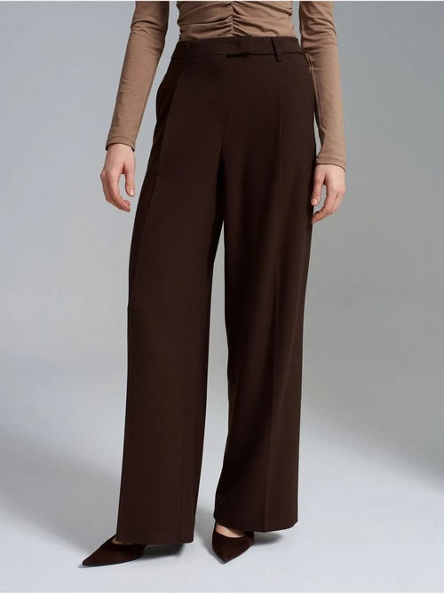 DILVIN Pantalon Femme Taille Haute À Jambe Large En Crêpe - Kiabi DILVIN Pantalon Femme Taille Haute À Jambe Large En Crêpe - Kiabi