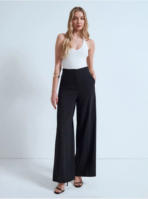 DILVIN Pantalon Femme Taille Haute À Jambe Large En Crêpe - Kiabi