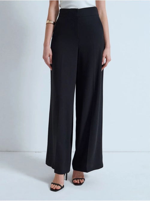 DILVIN Pantalon Femme Taille Haute À Jambe Large En Crêpe - Kiabi