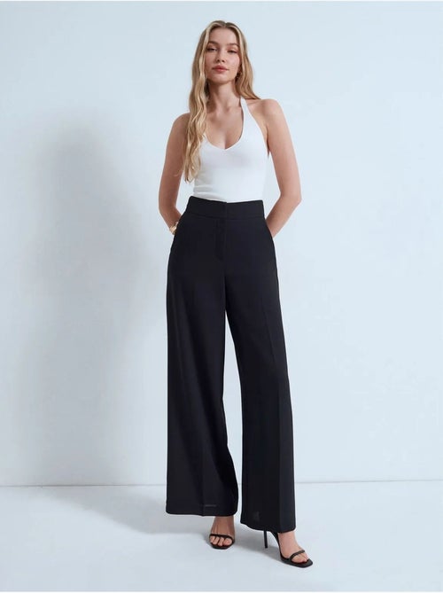 DILVIN Pantalon Femme Taille Haute À Jambe Large En Crêpe - Kiabi