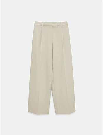 DILVIN Pantalon Femme Taille Haute À Jambe Large En Crêpe