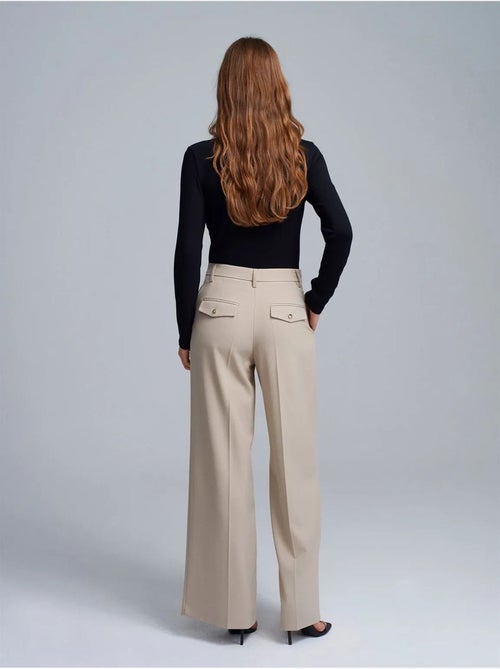 DILVIN Pantalon Femme Taille Haute À Jambe Large En Crêpe - Kiabi DILVIN Pantalon Femme Taille Haute À Jambe Large En Crêpe - Kiabi