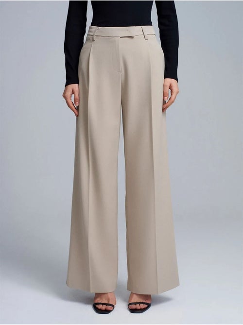 DILVIN Pantalon Femme Taille Haute À Jambe Large En Crêpe - Kiabi DILVIN Pantalon Femme Taille Haute À Jambe Large En Crêpe - Kiabi