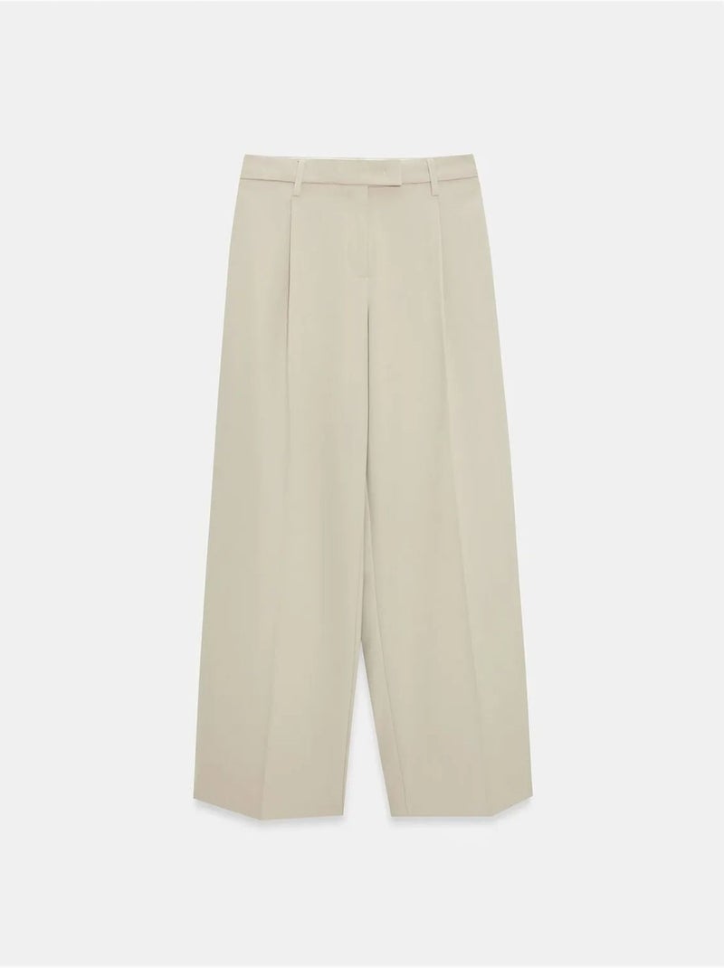 DILVIN Pantalon Femme Taille Haute À Jambe Large En Crêpe Sable - Kiabi