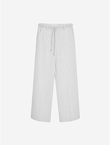 DILVIN Pantalon Femme Taille Haute À Jambe Large Et Ceinture