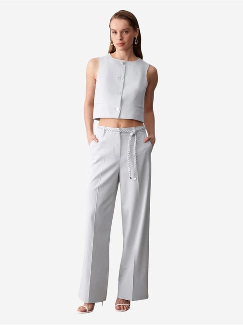 DILVIN Pantalon Femme Taille Haute À Jambe Large Et Ceinture - Kiabi DILVIN Pantalon Femme Taille Haute À Jambe Large Et Ceinture - Kiabi