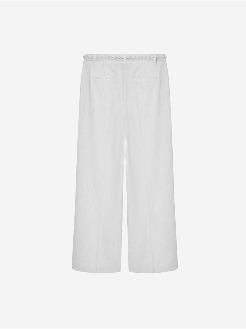 DILVIN Pantalon Femme Taille Haute À Jambe Large Et Ceinture Gris clair - Kiabi