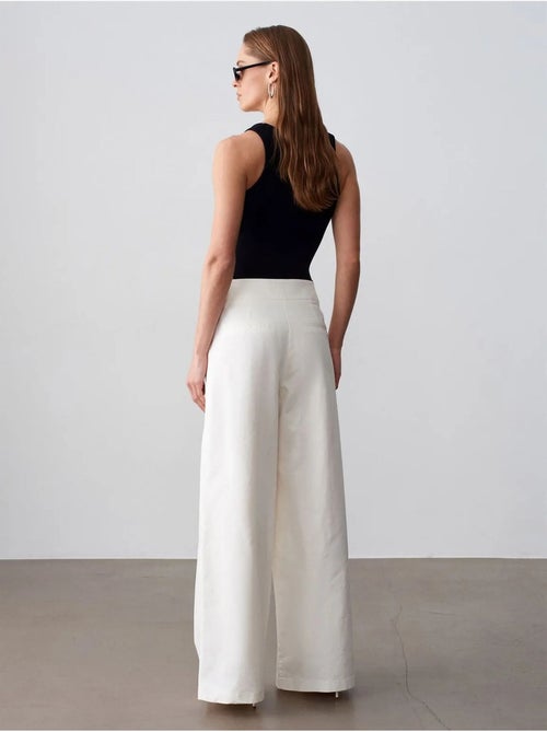 DILVIN Pantalon Femme Taille Haute À Jambe Large Et Plis - Kiabi DILVIN Pantalon Femme Taille Haute À Jambe Large Et Plis - Kiabi