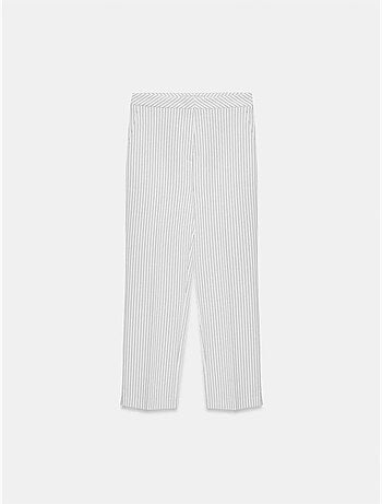 DILVIN Pantalon Femme Taille Haute À Rayures, Jambe Droite